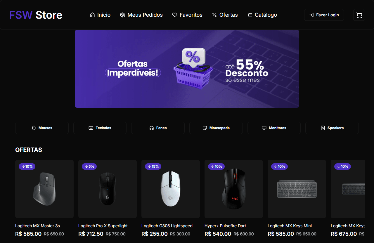Preview do projeto Ecommerce FSW